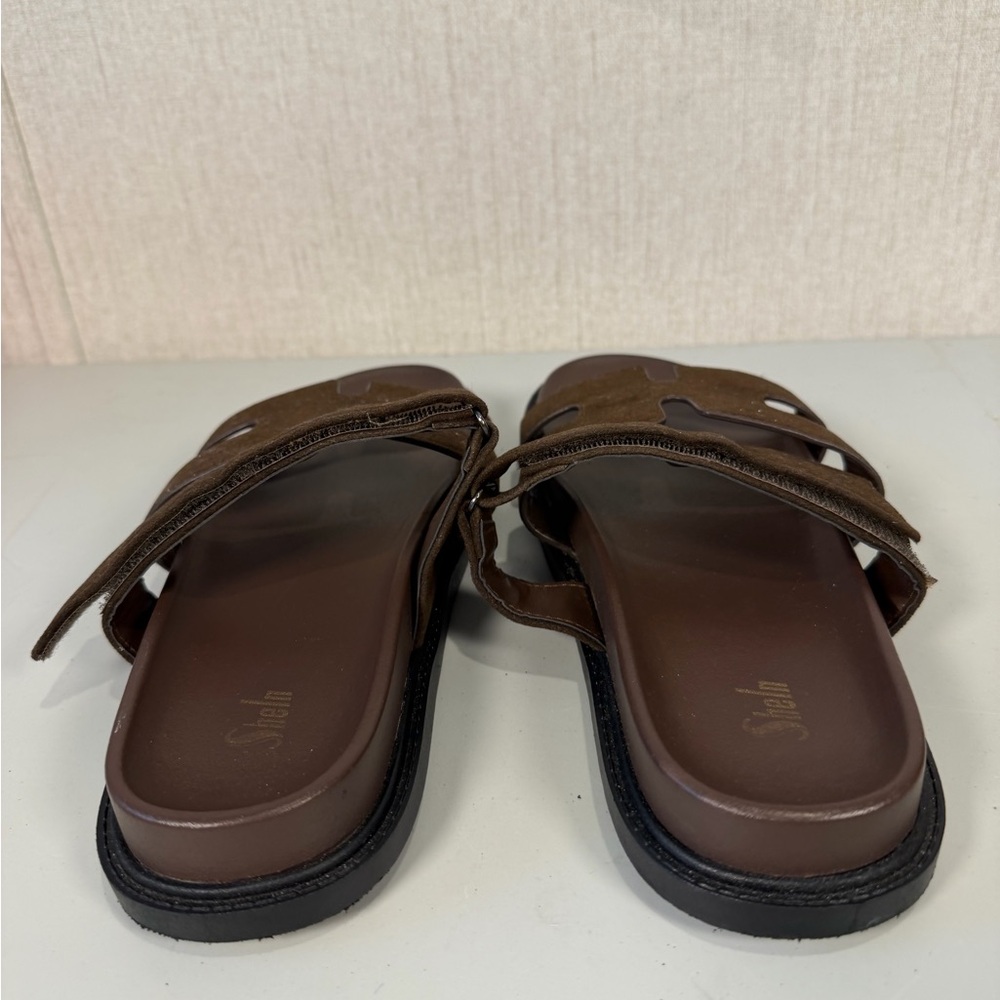 Brown Suede Slide Sandals - Picture 5 of 9